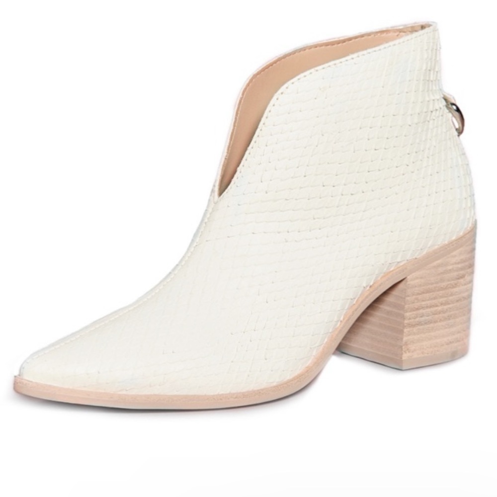 Kaanas Bellone Open Front Snake Bootie Ivory Size 10